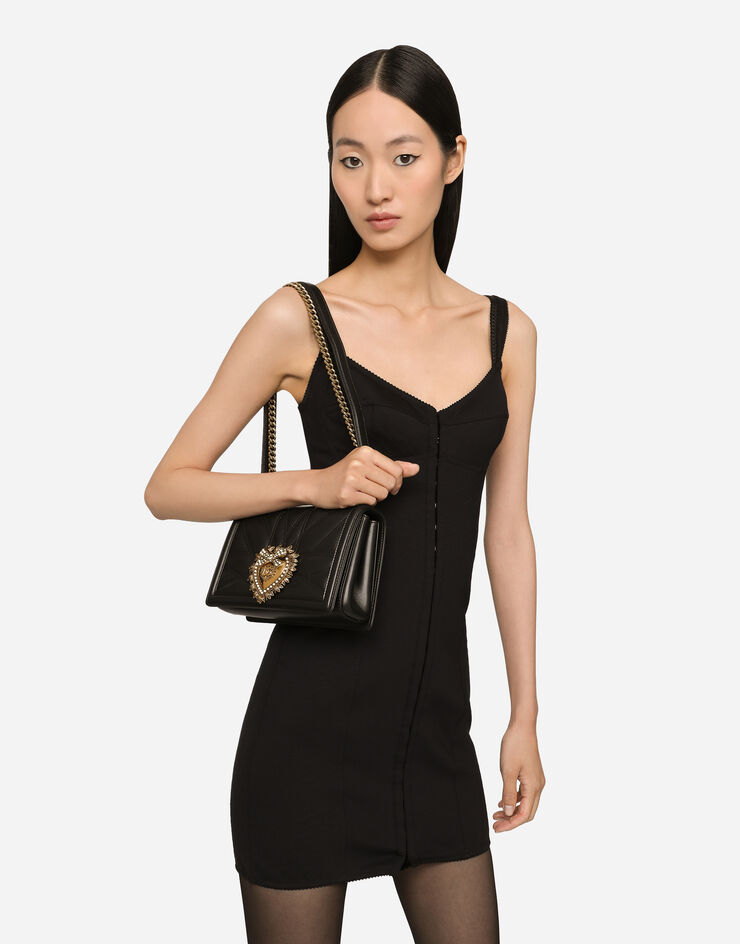 Dolce & Gabbana Mittelgroße Tasche Devotion aus Matelassé-Nappaleder Schwarz BB7158AW437