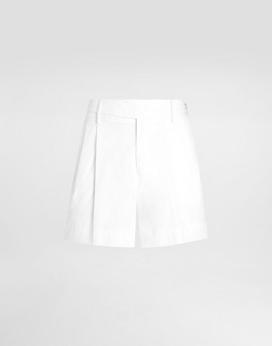 Cotton gabardine shorts with double darts