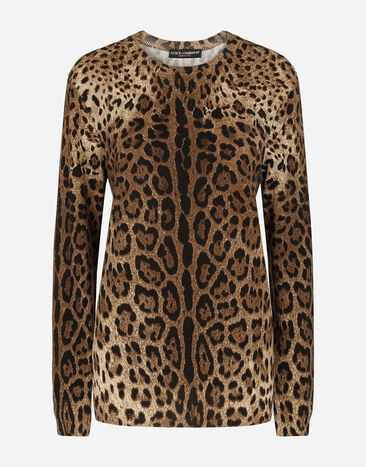 Dolce & Gabbana Leopard-print cashmere sweater White FXJ16TJEMO7