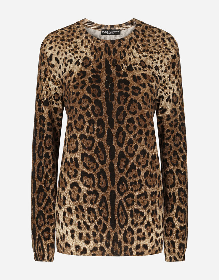 Dolce & Gabbana Maglia in cashmere stampa leopardo Multicolore FX459TJAHGB