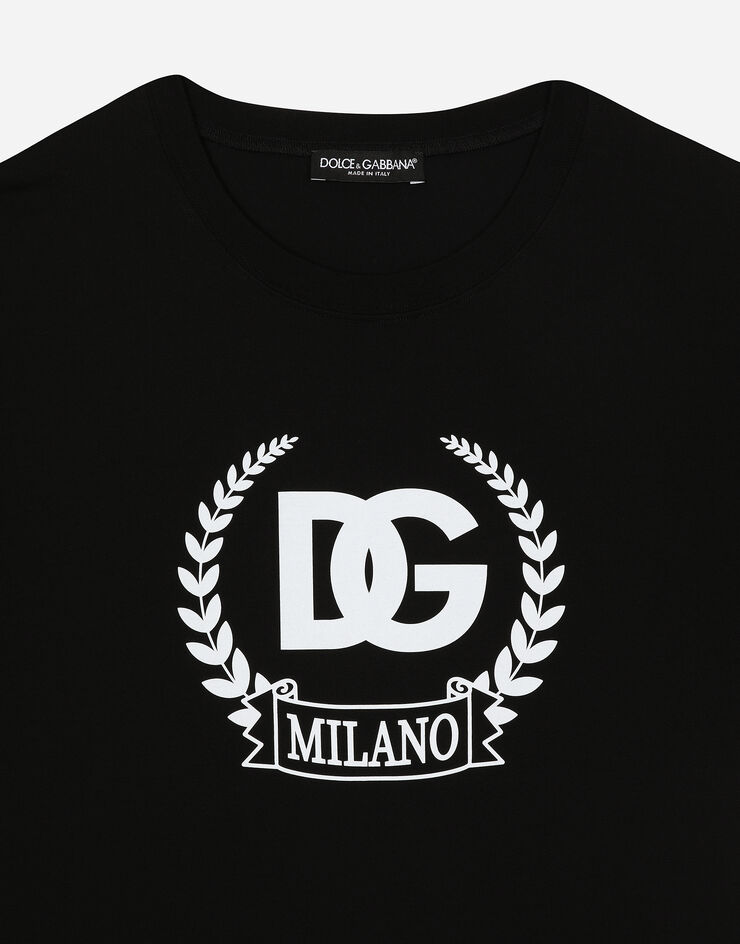 Dolce & Gabbana Camiseta de manga corta de algodón con estampado DG Negro G8RN8TG7M8U