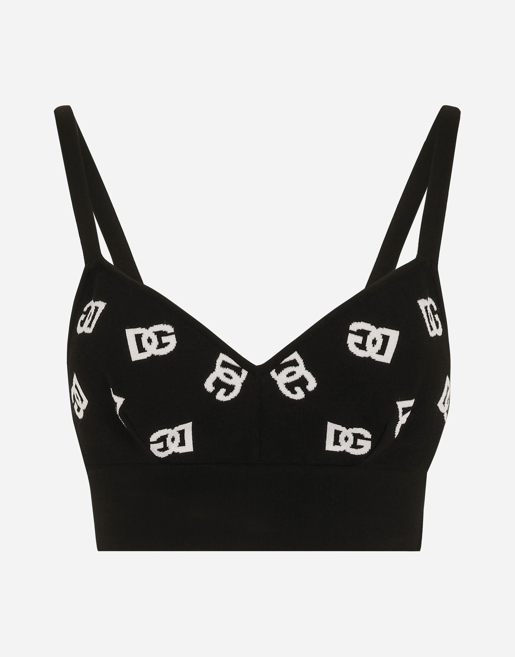 Dolce & Gabbana Viscose bralette top with jacquard DG logo Green FXX12ZJBSHX