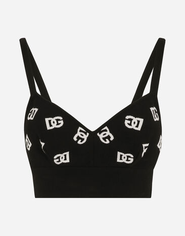 Dolce & Gabbana Viscose bralette top with jacquard DG logo Print FXX31TJBSJF