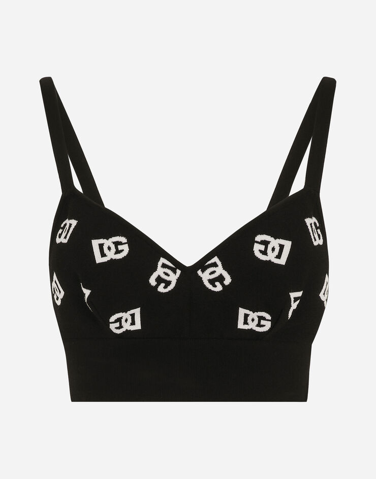 Dolce & Gabbana Viscose bralette top with jacquard DG logo Print FXT05TJAIK3