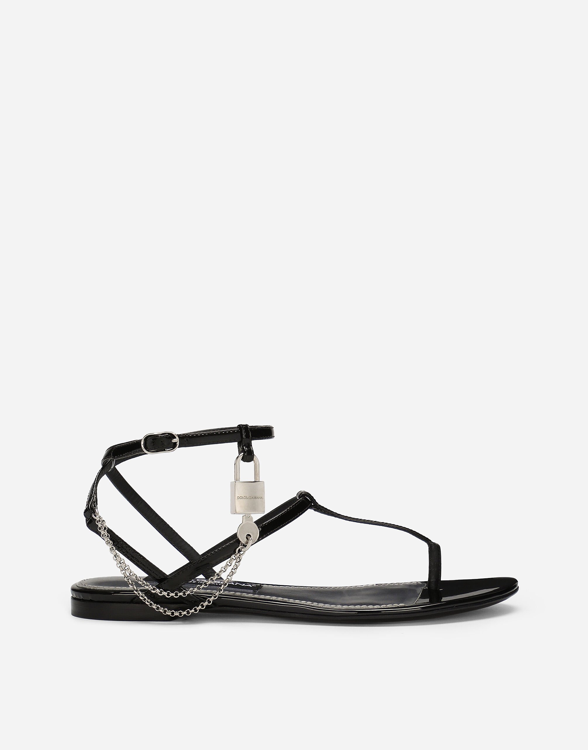Dolce & Gabbana Patent leather sandals Black CQ0353AX191