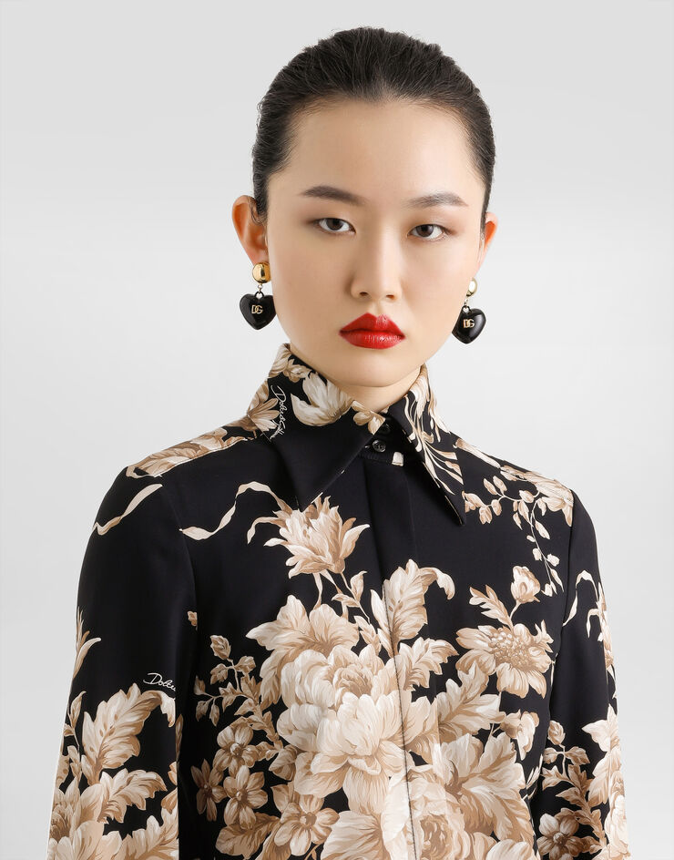 Dolce & Gabbana Rose-print charmeuse shirt Print F5R64TFSA7Y