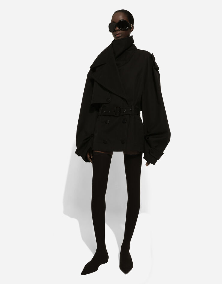 Dolce & Gabbana Двубортная куртка из хлопка с поясом черный F9R83TGDCEF