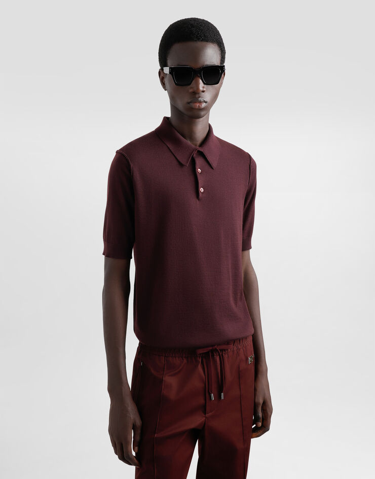 Dolce & Gabbana Fine-gauge cashmere polo shirt Bordeaux GXZ02TJBW05