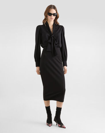 Dolce & Gabbana Camisa de charmeuse elástico Dolce & Gabbana Camisa de charmeuse elástico Negro F5T17TFUABF