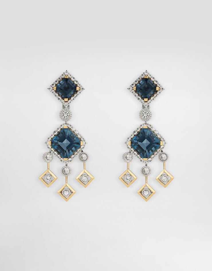 Dolce & Gabbana Eleganza Earrings 18-carat white and yellow gold, topazes, and sapphires Gold WESA3GWTOP1