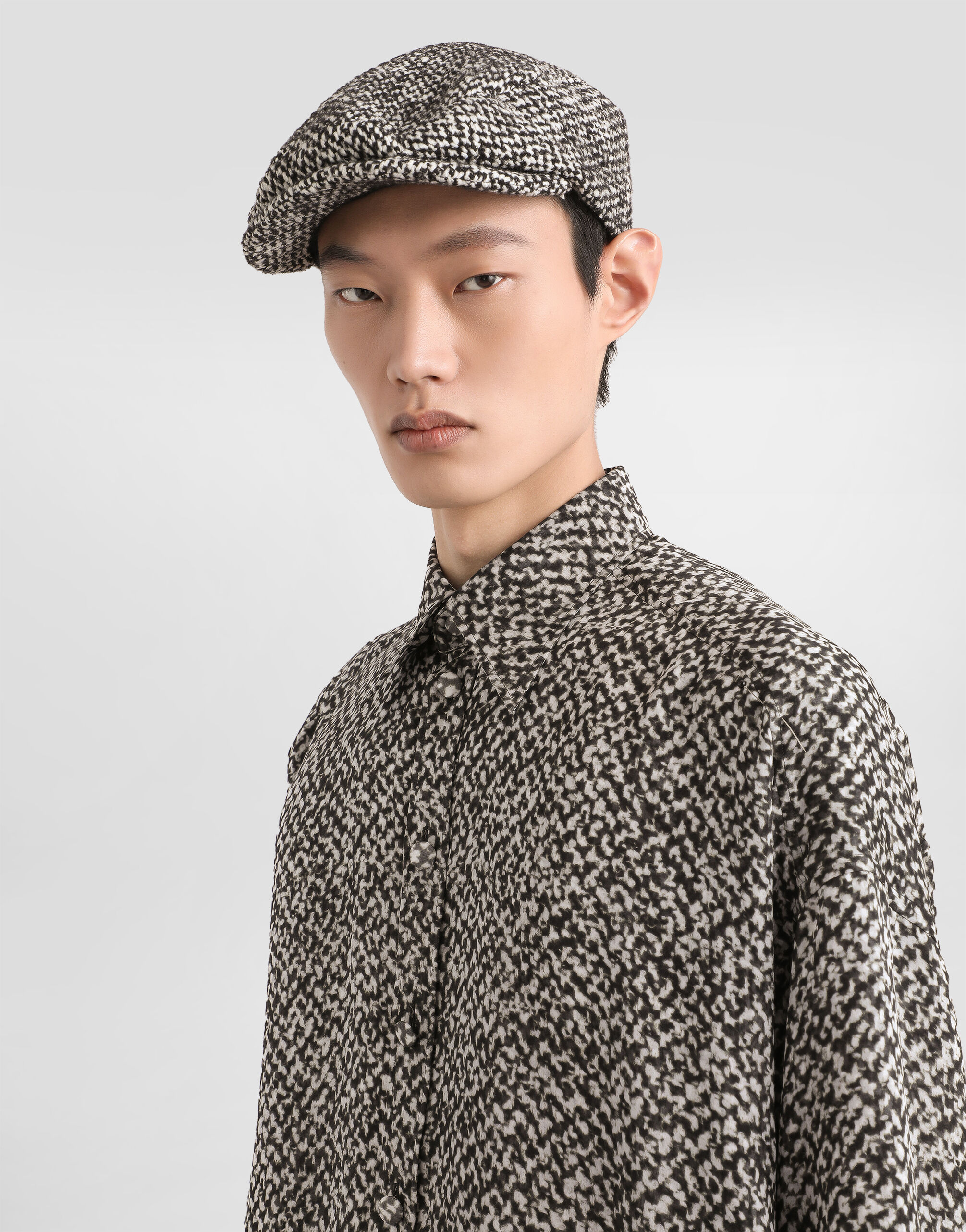 Dolce & Gabbana パイソン柄長袖シルクシャツ Chiffon shirt with bouclé print in Multicolor for Men