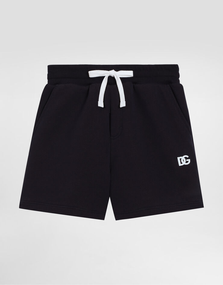 Dolce & Gabbana Piqué shorts with DG logo Blue L4JQU6G7OLL