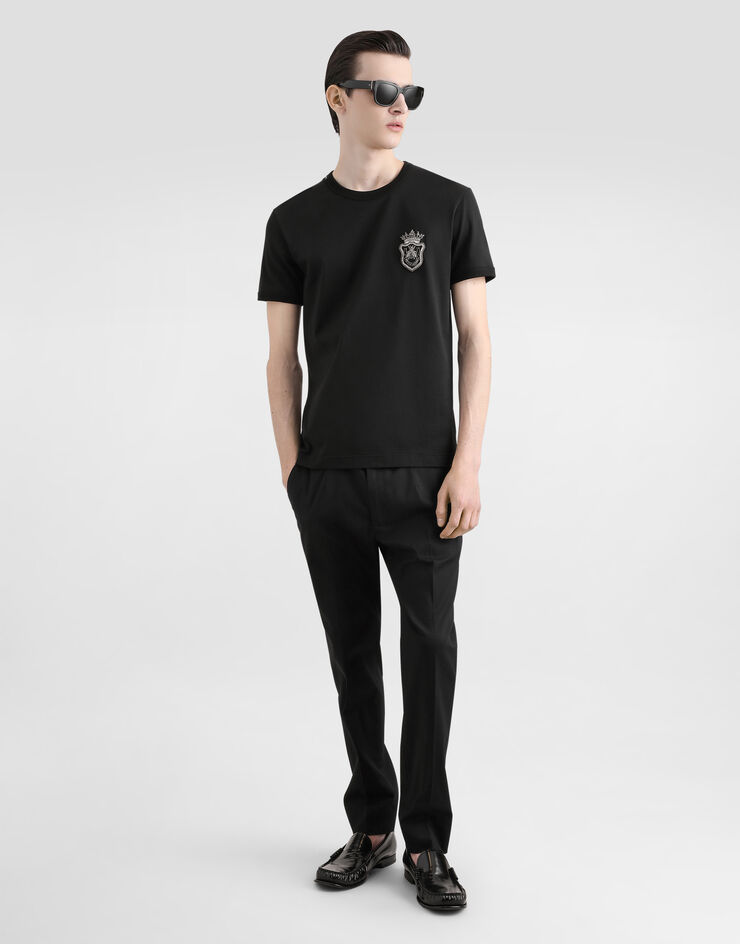 Dolce & Gabbana Cotton T-shirt with heraldic patch Black G8PV1ZG7O4C
