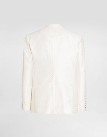 Dolce & Gabbana Veste croisée Sicilia light en jacquard à micro motif White G2TV8THJMQY