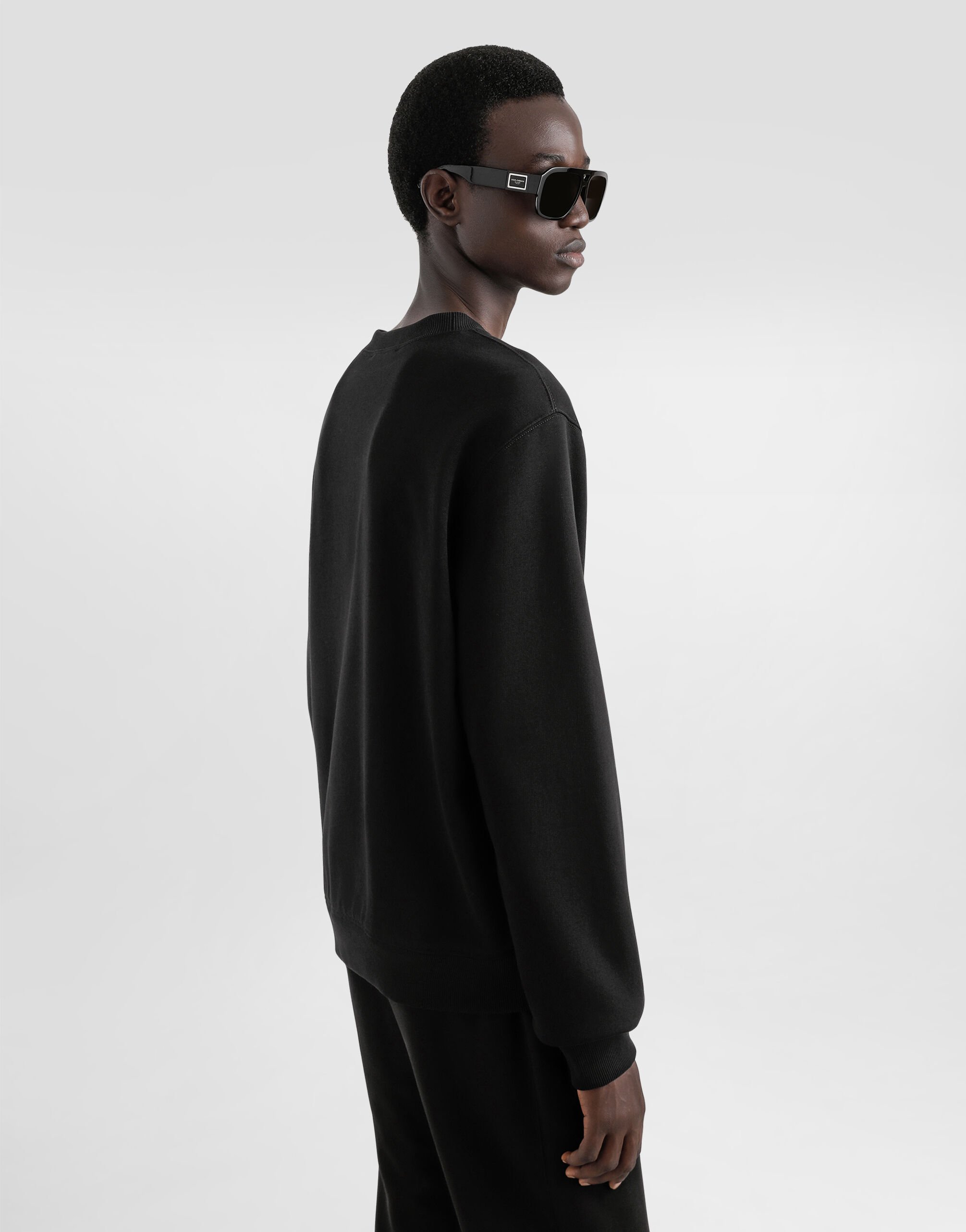 Cotton sweatshirt with tag in Black for Men | Dolce&Gabbana®