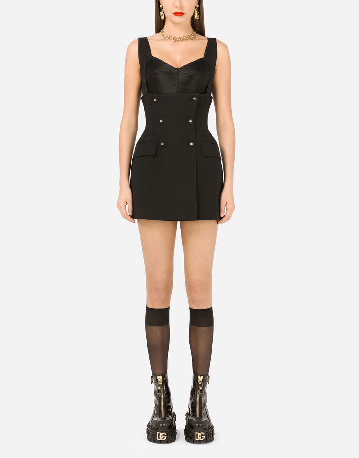 Dolce & Gabbana Short technical gabardine skirt Black F4B8KTFUCEG