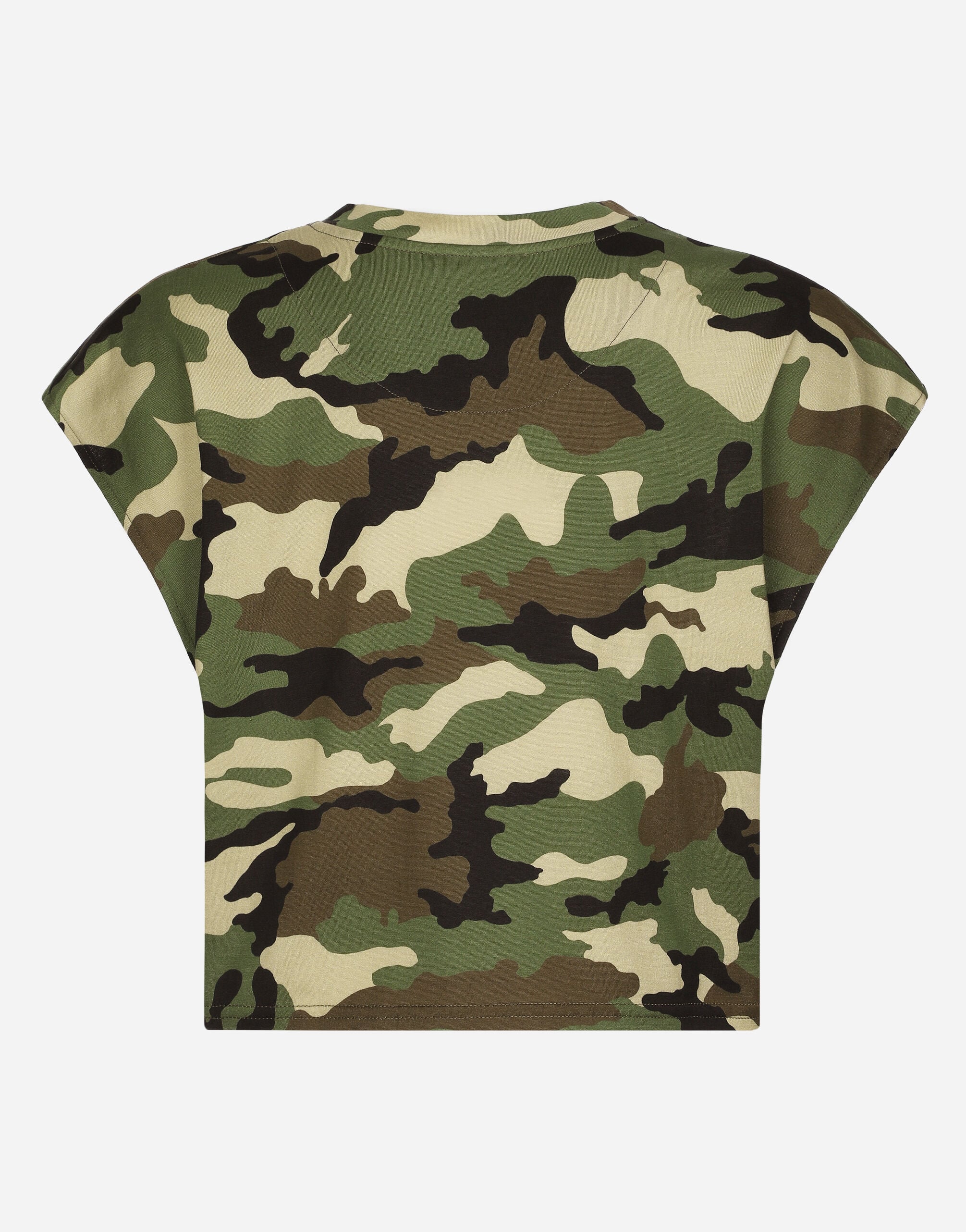 トップス 00s dolce&gabbana camo pattern tank top Cropped camouflage-print jersey T-shirt in Multicolor for Women