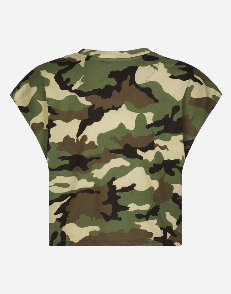 Dolce & Gabbana Cropped camouflage-print jersey T-shirt Multicolore F8O55ZFS75E