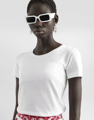 Dolce & Gabbana T-shirt à manches courtes en jersey Blanc F8H32TG7TLC