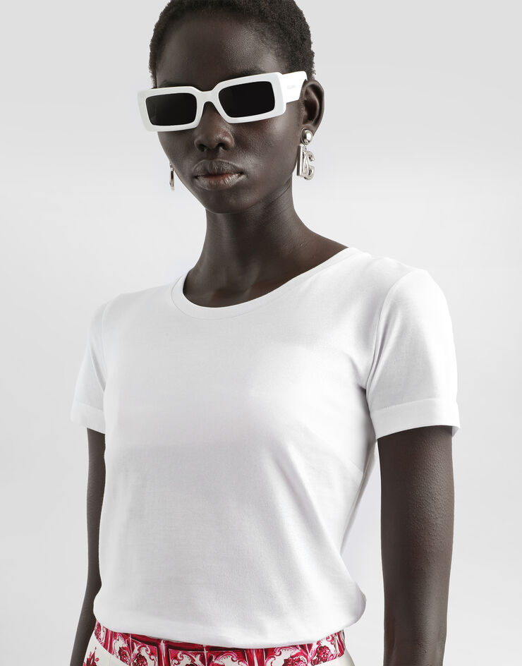 Dolce & Gabbana T-shirt à manches courtes en jersey Blanc F8H32TG7TLC