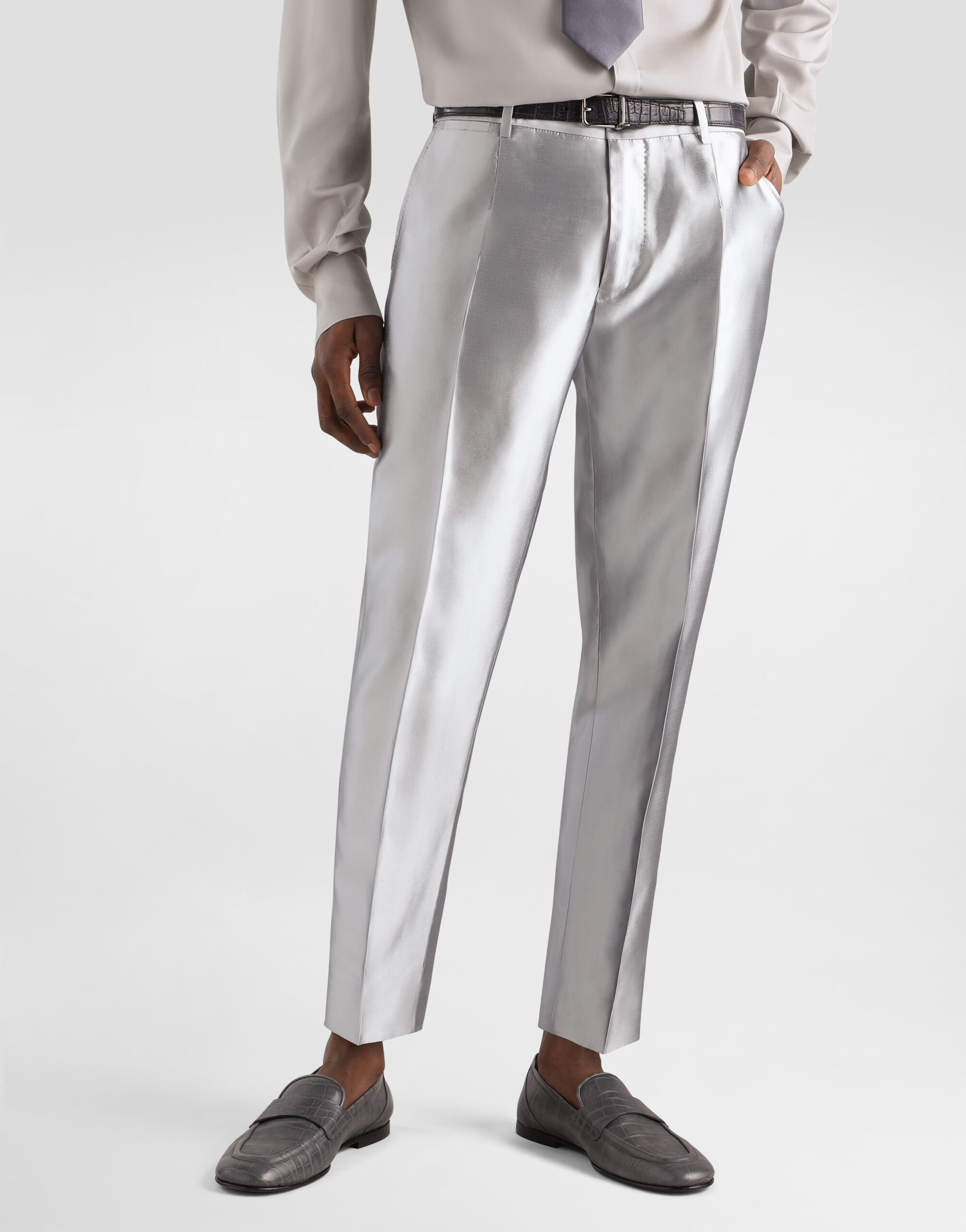 Silk shantung trousers in Grey for Men | Dolce&Gabbana® US