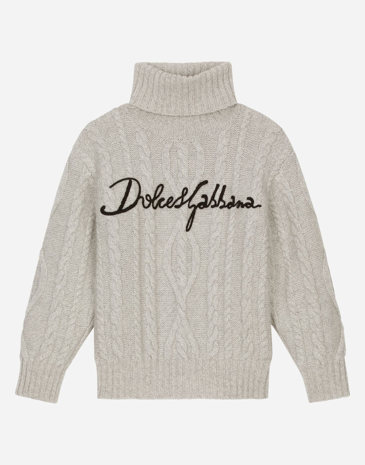 Dolce & Gabbana بلوفر صوف بحياكة مجدولة وشعار Dolce&Gabbana متعدد الألوان L4KWC2JFMJB