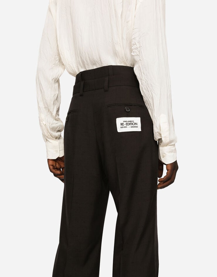 Dolce & Gabbana Pantalón de traje en shantung de algodón y seda Negro GVX8HTHUMCA