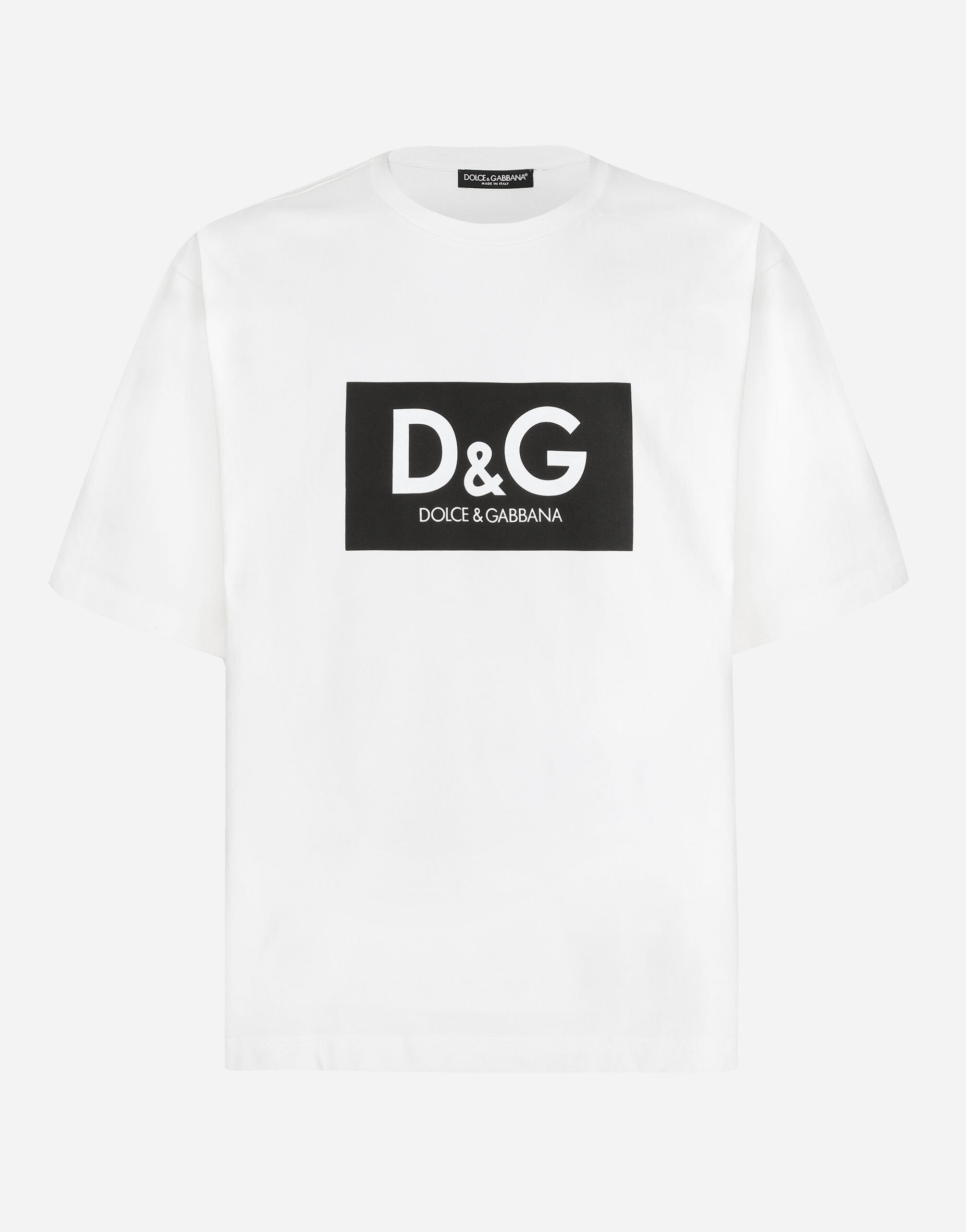 Dolce & Gabbana Cotton t-shirt with d&g print Black GQ294EG2UBE