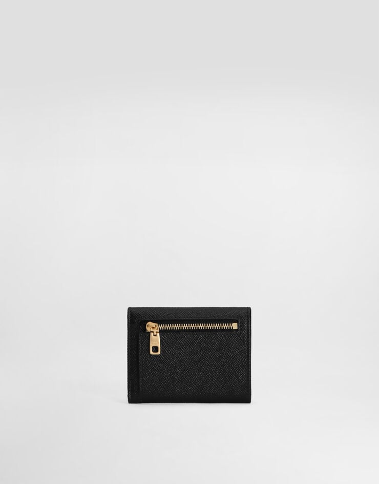 Dolce & Gabbana Portefeuille en cuir de veau Dauphine avec plaquette à logo Noir BI0770A1001
