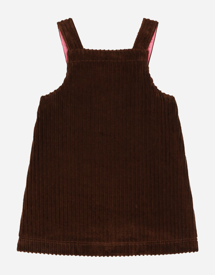DolceGabbanaSpa Sleeveless corduroy dress with embroidery Brown L53DN8FUWEU