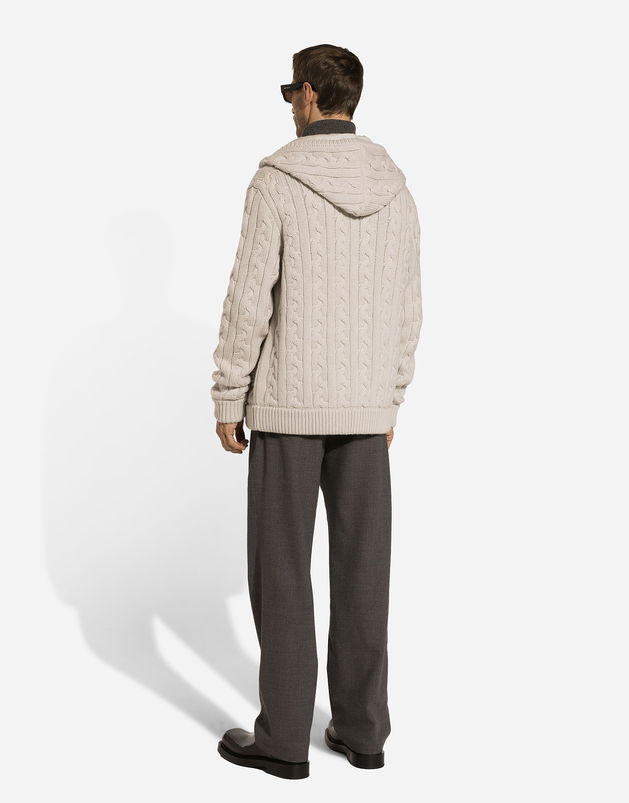 Wool round-neck sweater with branded tag in Blue for Men