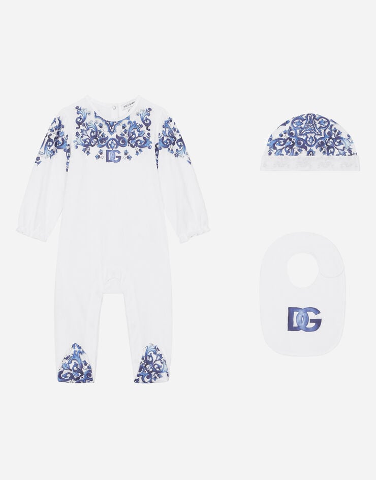 Dolce & Gabbana Set cadeau 3 pièces en jersey à imprimé majoliques Multicolore L2JOZ5G7F0W