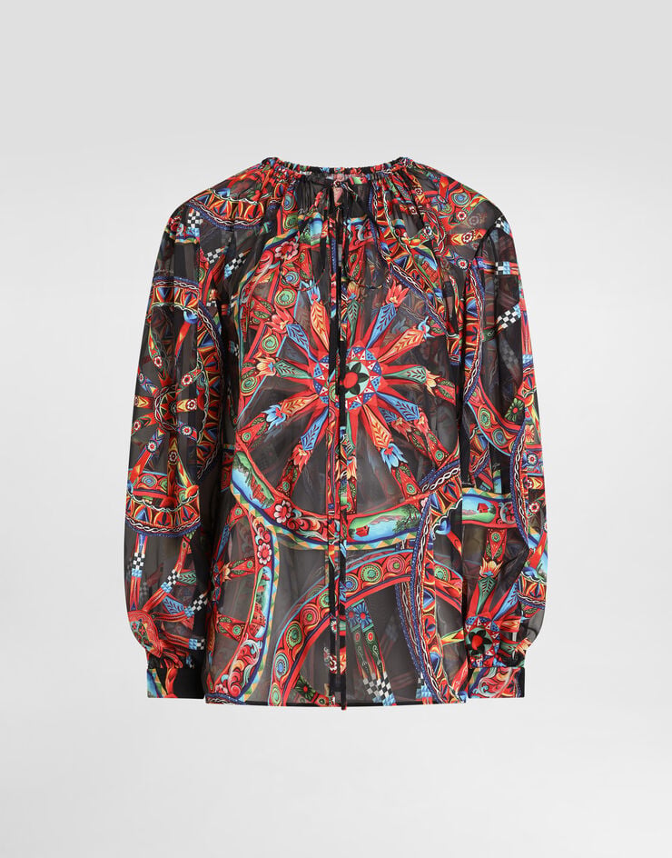 Dolce & Gabbana Carretto-print devoré twill top Dolce & Gabbana Carretto-print devoré twill top Multicolor F7BR1TFSTB5