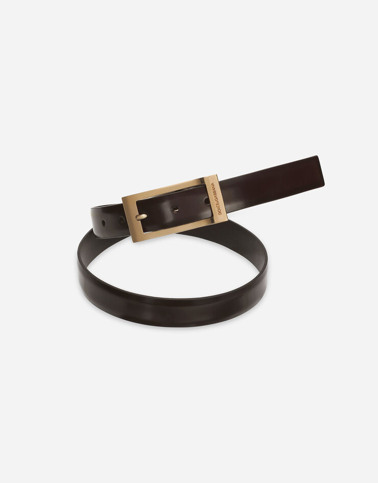 Dolce & Gabbana Cinturón en piel de becerro cepillada Marrón BC4871AI935