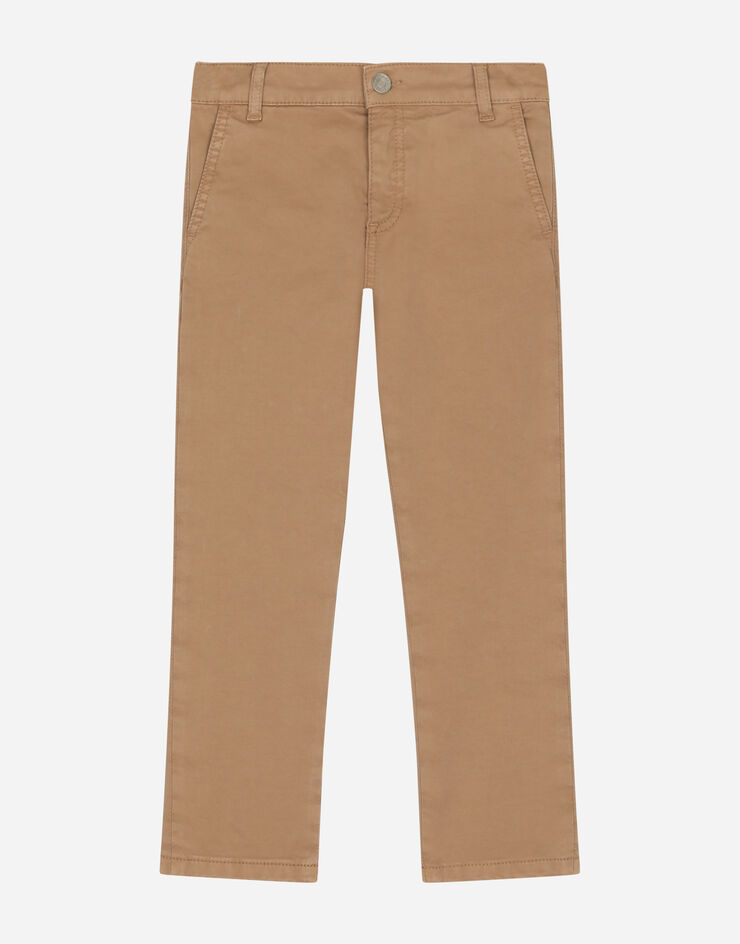 DolceGabbanaSpa Classic plain-knit cotton pants with logo tag Beige L44P31LY072