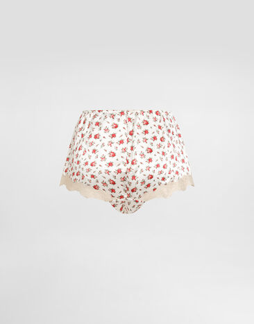 Dolce & Gabbana Small rose-print lace and satin briefs Multicolor O2E02TON0E3