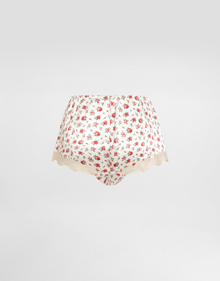Dolce & Gabbana Small rose-print lace and satin briefs Multicolor O2E02TON0E3