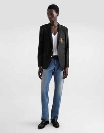 Dolce & Gabbana Chaqueta Martini de botonadura sencilla con parche Negro G2LK0ZFU3H1