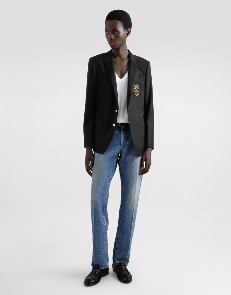 Dolce & Gabbana Single-breasted Martini-fit jacket with patch Black G2LK0ZFU3H1