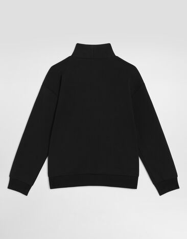 Dolce & Gabbana Cotton sweatshirt with patch Blue L4JWOFG7QNL