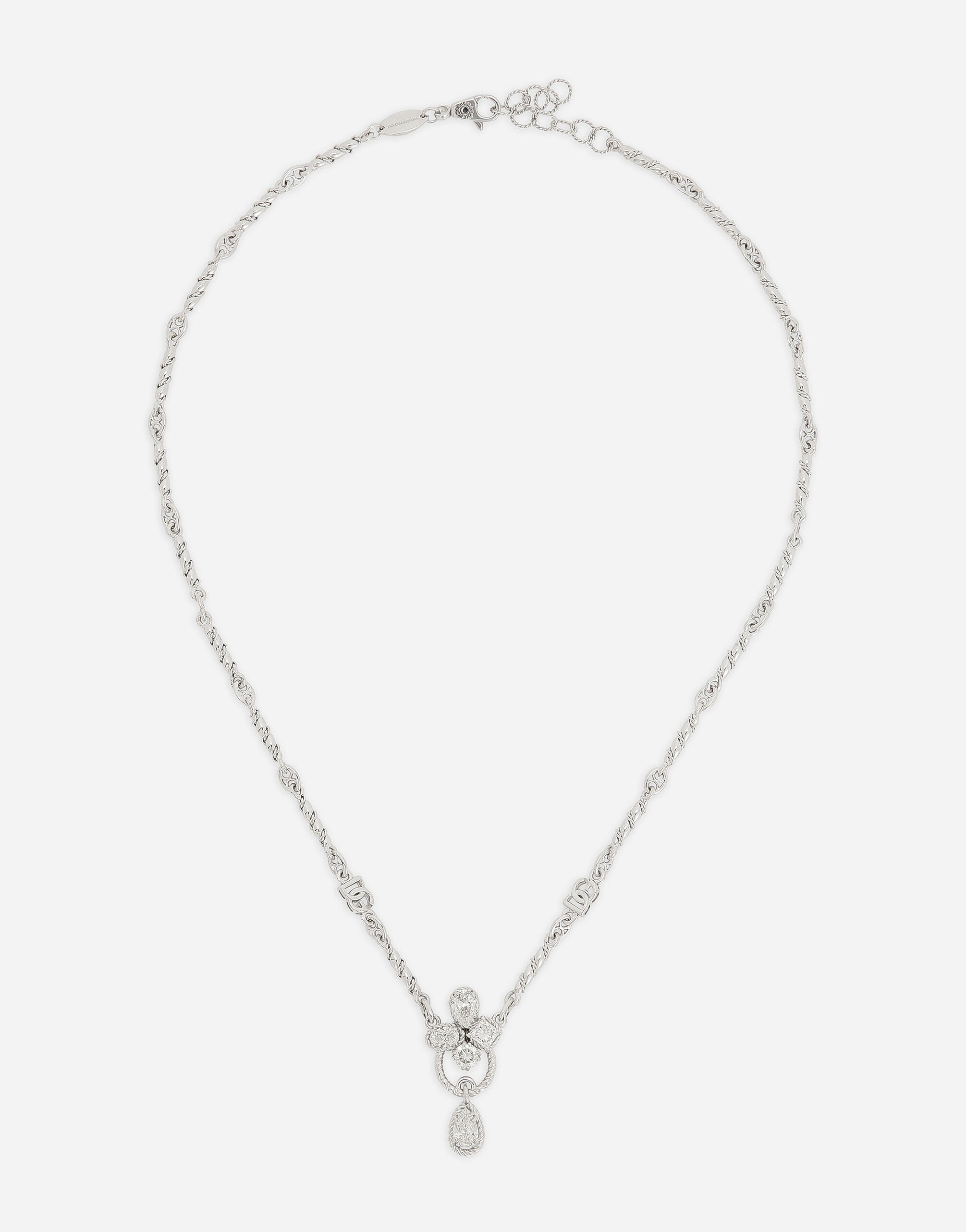 Dolce & Gabbana Collana Easy Diamond in oro bianco 18Kt e diamanti Oro WNQA3GWQC01