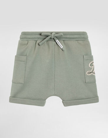 Dolce & Gabbana Fleece bermuda shorts with DG embroidery Green L1JQXCG7PRP