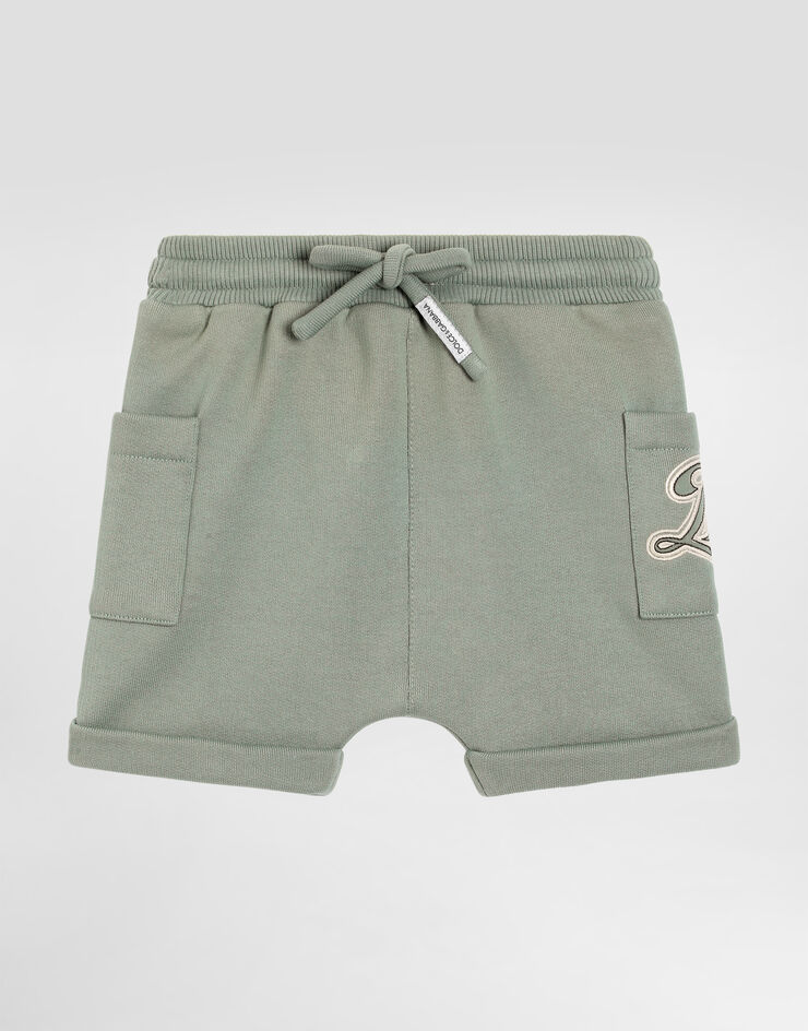 Dolce & Gabbana Fleece bermuda shorts with DG embroidery Green L1JQXCG7PRP