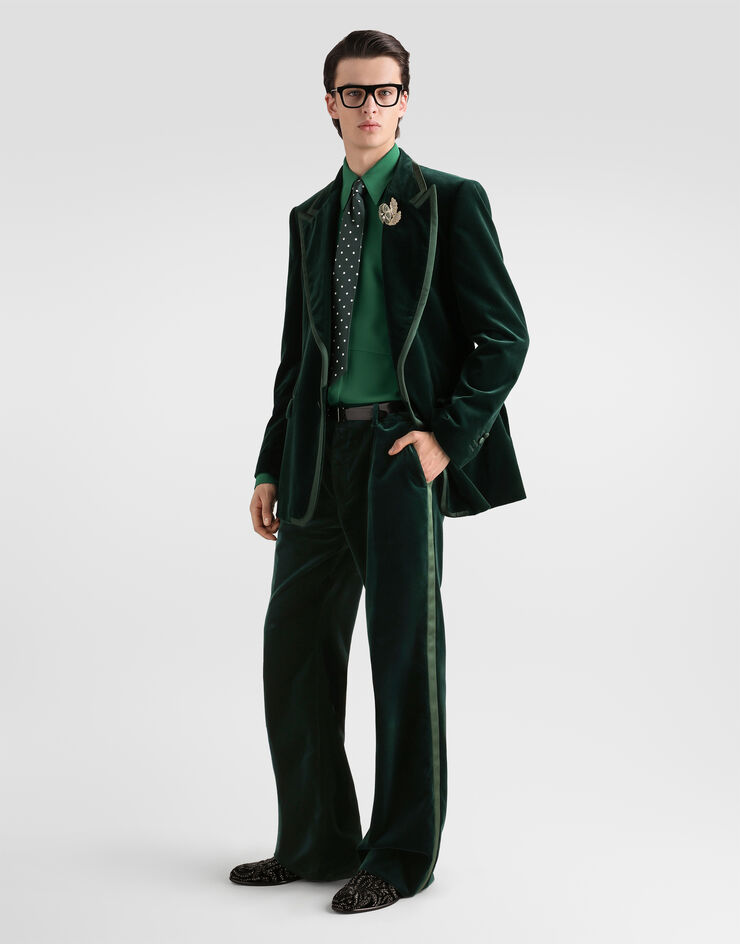 Dolce & Gabbana Single-breasted tuxedo jacket in velvet  G2WK8TFUVG7