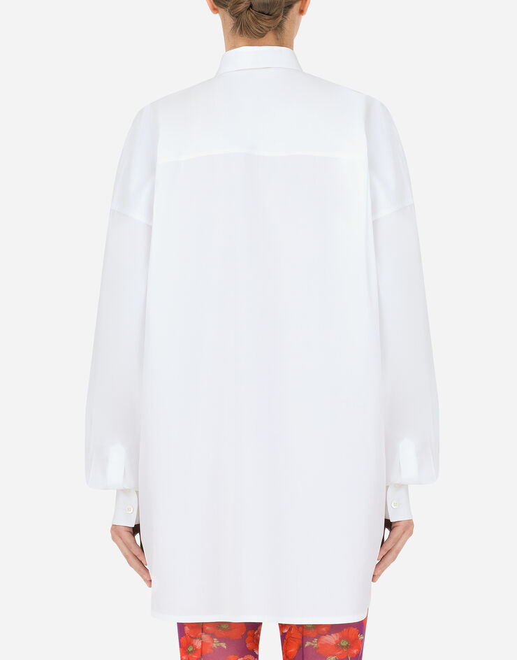 Dolce & Gabbana Bluse aus Baumwolle mit DG-Logo Weiss F5P62TFU5T9