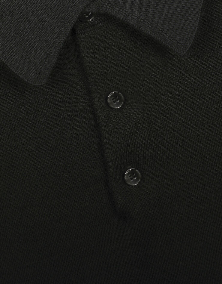 Dolce&Gabbana Cashmere polo-style sweater with DG logo embroidery Black GXR45ZJAWV6