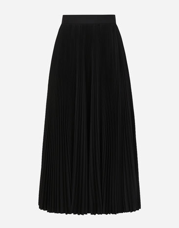 Dolce & Gabbana Pleated woolen circle skirt Black F4CW4TFUZC3