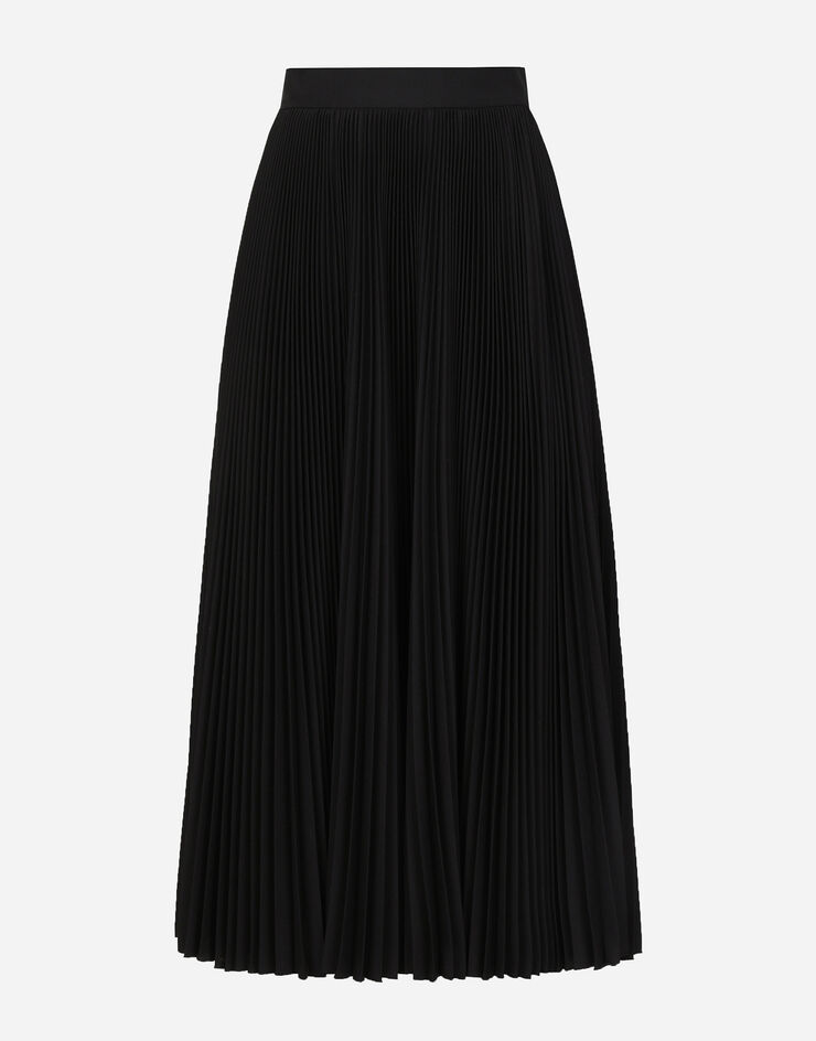 Dolce & Gabbana Falda plato plisada en paño de lana Negro F4CW4TFUZC3