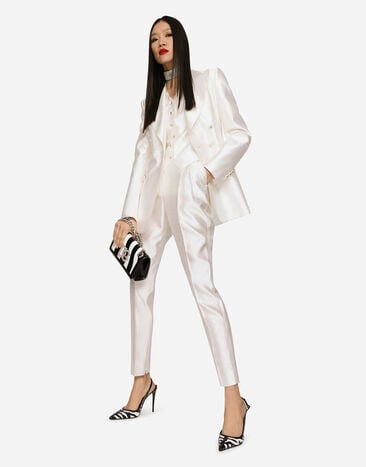 Dolce & Gabbana Double-breasted shantung Turlington blazer White F29QFTFU1L5