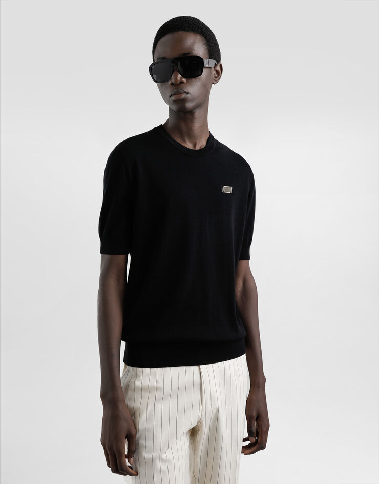 Dolce & Gabbana Cotton round-neck sweater with tag Black GXX03TJBCE9